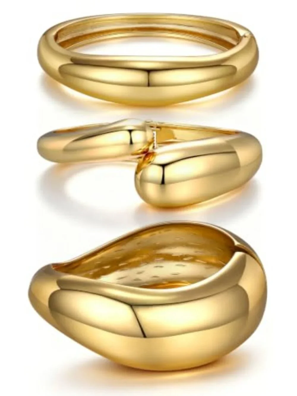Chunky Gold Bangle Bracelets for Women Trendy 14K Gold Plated Cuff Bracelets